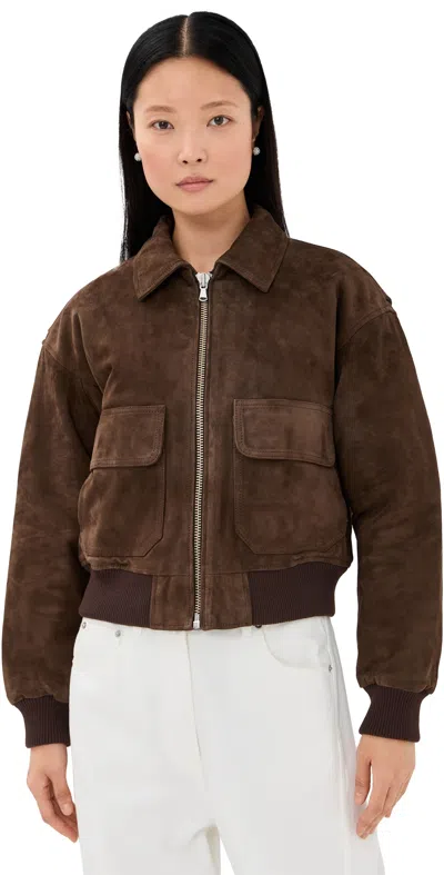 Sprwmn Cropped Aviator Jacket Americano In Brown