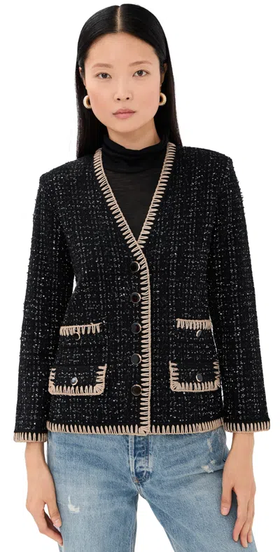 Veronica Beard Ceriani Sequin-embellished Tweed Jacket In Black