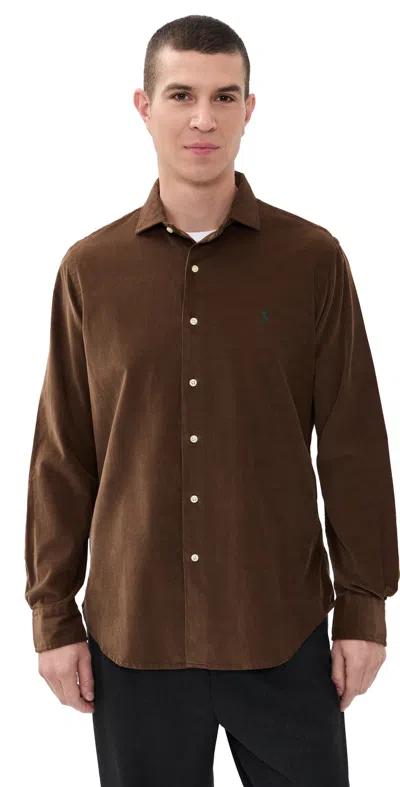 Polo Ralph Lauren Long Sleeve Sport Shirt In Brown