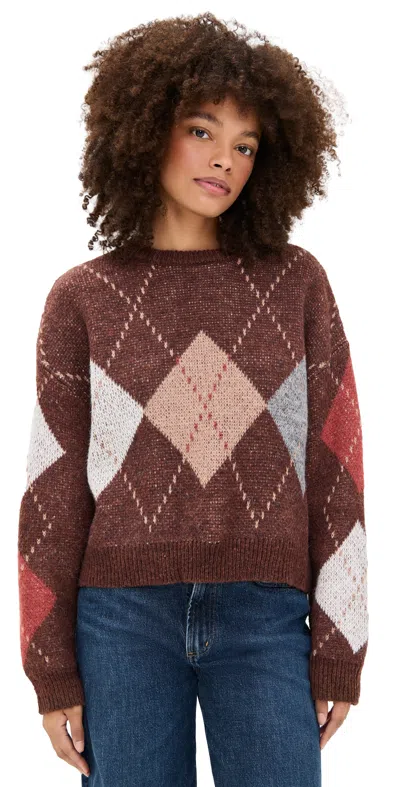 Moon River Sweater Brown Multi In Brown