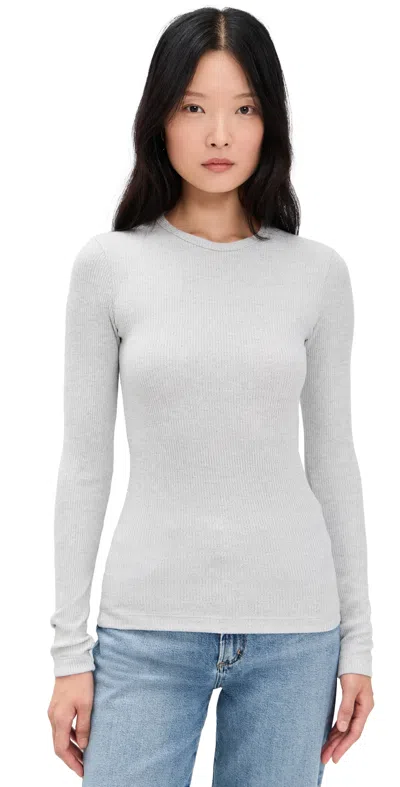Agolde Delphi Ribbed-knit Jersey Top In Gray