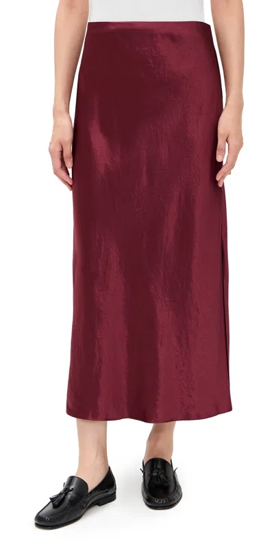 Vince Side Slit Slip Skirt Bordeaux In Red