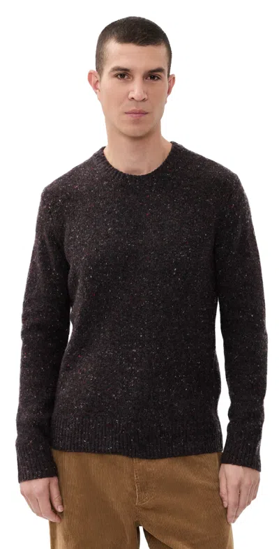 Alex Mill Donegal Crew Neck Sweater Pinot Noir In Black
