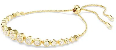 Swarovski Womens Crystal Imber Round 18ct Yellow-gold Plated And Zirconia Bracelet In Gold