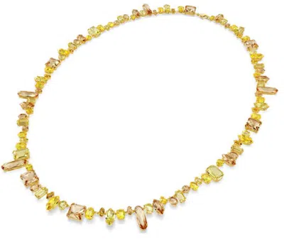 Swarovski Gema Mixed Cuts Crystal Strandage Necklace In Gold