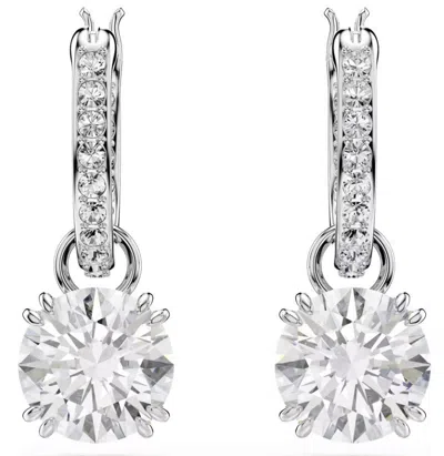 Swarovski Constella Huggie Hoop Drop Earrings In Metallic