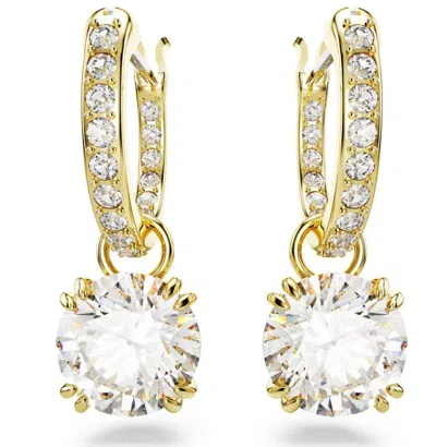 Swarovski Silver-tone Constella Crystal Drop Earrings In Gold