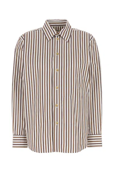 Bottega Veneta Knot-button Striped Cotton Button-down Shirt In Multi