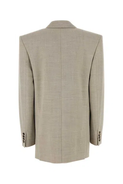 Saint Laurent Double-breasted Wool Blazer Peak Lapels In Neutral