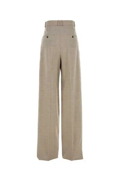 Saint Laurent Wide Leg Pleated Trousers Pockets In Brown