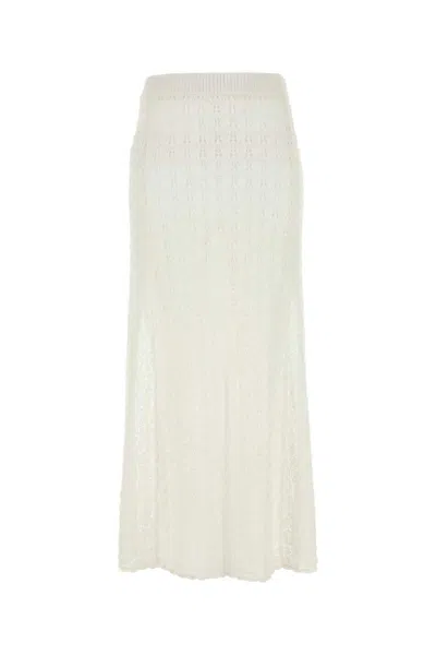 Ganni Women White Crochet Skirt In White