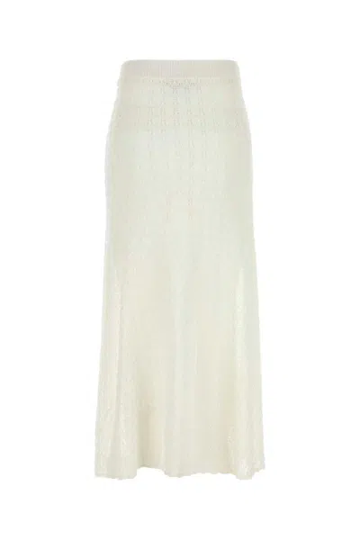 Ganni Women White Crochet Skirt In White