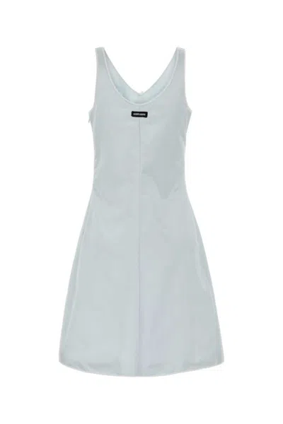 Miu Miu Satin Mini Dress Fitted Silhouette In Blue