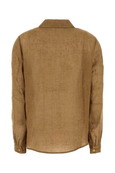 Le Kasha Biscuit Linen Sanbu Shirt In Brown