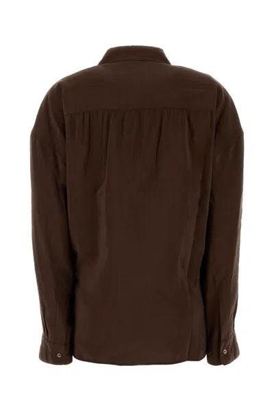 Lemaire Straight Collar Twisted Shirt In Brown