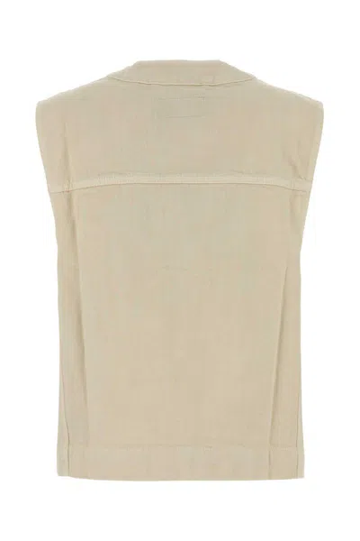 Lemaire Sand Canvas Vest In Brown