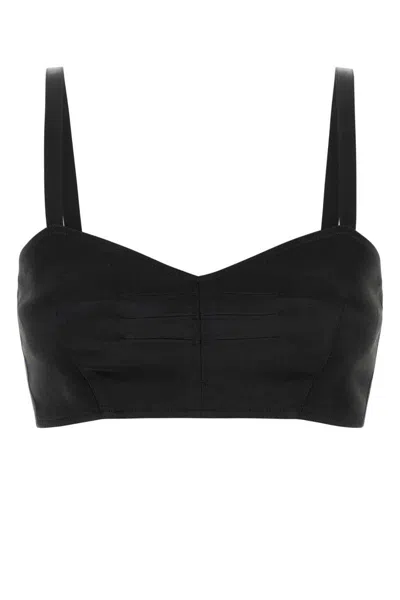 Prada Satin Crop-top Adjustable Straps In Black
