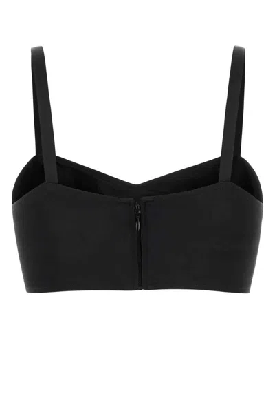 Prada Satin Crop-top Adjustable Straps In Black