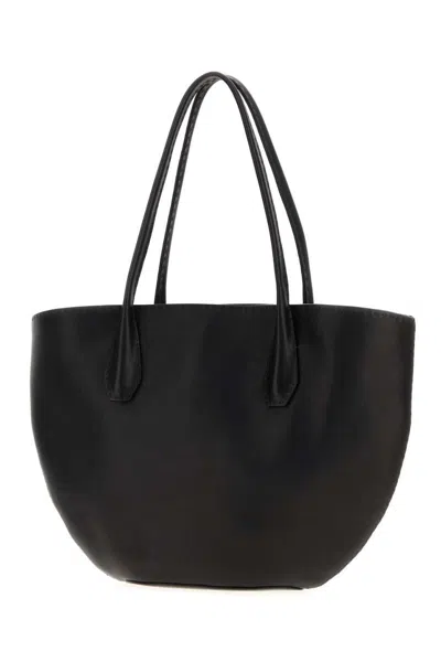 The Row Structured Leather Alger Shopping Tote In Black