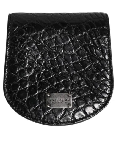 Dolce & Gabbana Exquisite Exotic Skin Coin Case Wallet In Black