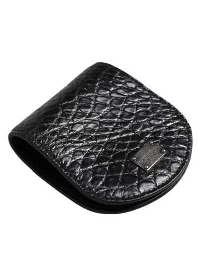 Dolce & Gabbana Exquisite Exotic Skin Coin Case Wallet In Black