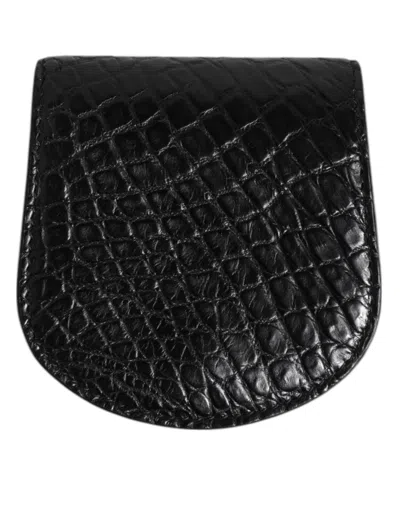 Dolce & Gabbana Exquisite Exotic Skin Coin Case Wallet In Black