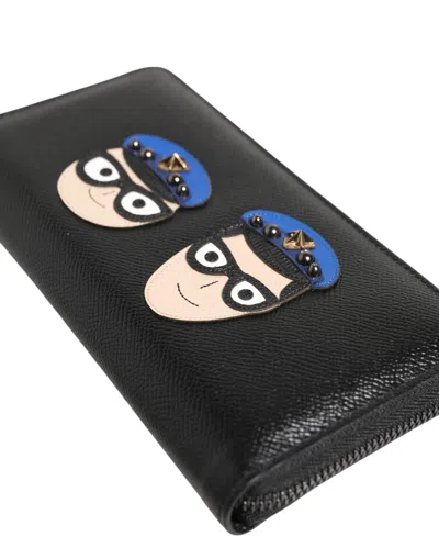 Dolce & Gabbana Black Leather #dgfamily Zipper Continental Mens Wallet In Black