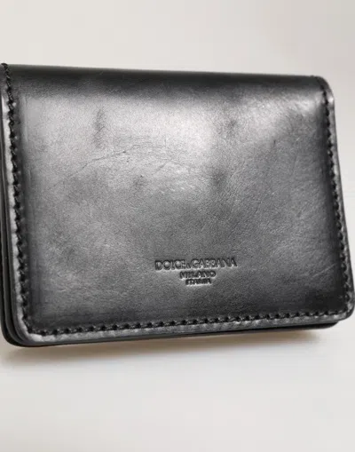 Pre-owned Dolce & Gabbana Black Leather Bifold Card Holder Mens Coin Purse Key Clip Men's Wallet ()