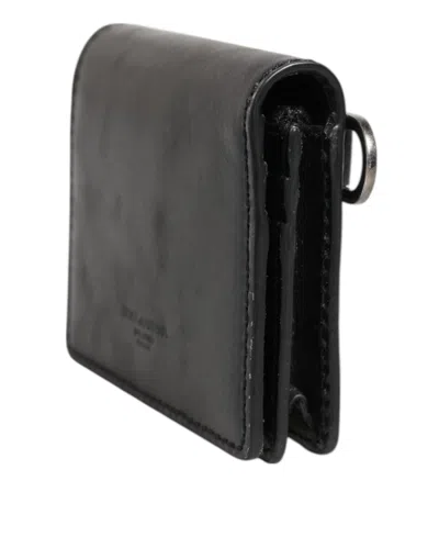 Pre-owned Dolce & Gabbana Black Leather Bifold Card Holder Mens Coin Purse Key Clip Men's Wallet ()