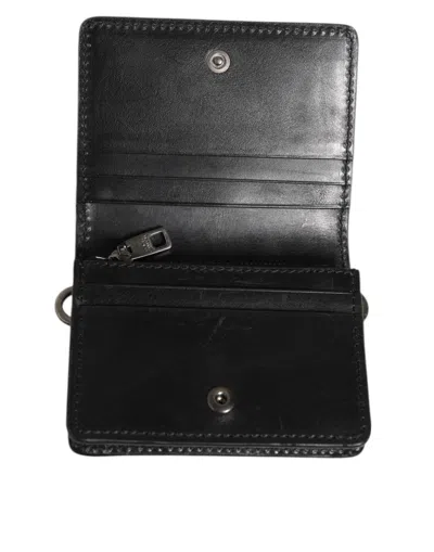Pre-owned Dolce & Gabbana Black Leather Bifold Card Holder Mens Coin Purse Key Clip Men's Wallet ()