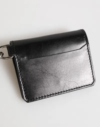 Pre-owned Dolce & Gabbana Black Leather Logo Embossed Key Chain Card Holder Men's Wallet ()