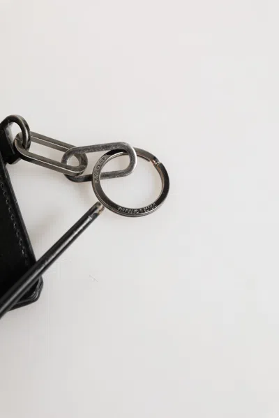 Pre-owned Dolce & Gabbana Black Leather Logo Embossed Key Chain Card Holder Men's Wallet ()