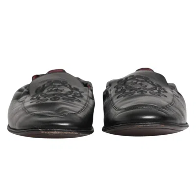 Pre-owned Dolce & Gabbana Black Leather Slip On Men Flat Loafers Men's Shoes ()