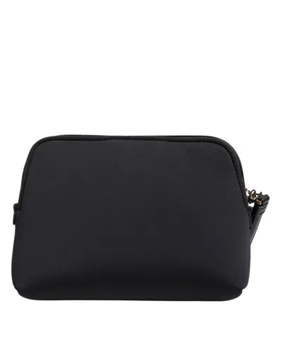 Dolce & Gabbana Black Solid Nylon Dg Logoprint Clutch Zip Borse Pouch Women's Bag In Black