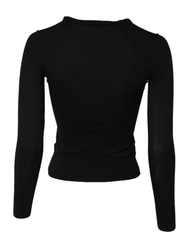 Pre-owned Dolce & Gabbana Black Staff Round Neck Cardigan Women's Sweater ()