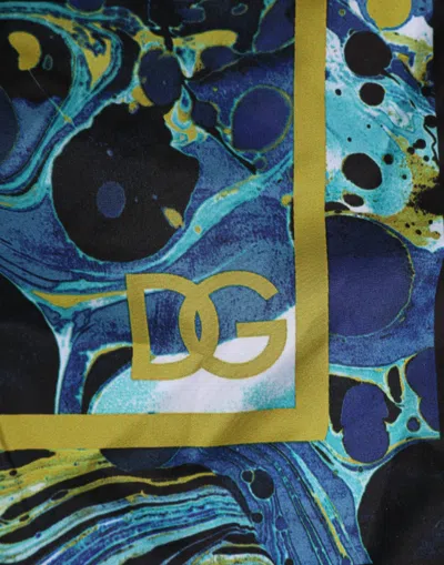 Dolce & Gabbana Blue Marble Print Logo Men Boxer Short Swimwear In Blue