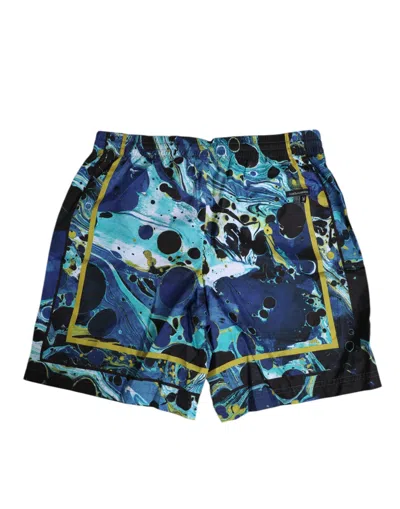 Dolce & Gabbana Blue Marble Print Logo Men Boxer Short Swimwear In Blue