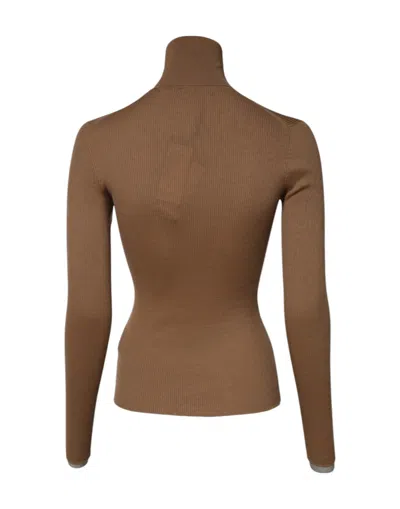Pre-owned Dolce & Gabbana Brown Knit Long Sleeves Turtleneck Women's Sweater ()