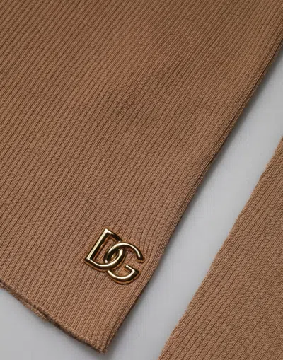 Pre-owned Dolce & Gabbana Brown Knit Long Sleeves Turtleneck Women's Sweater ()