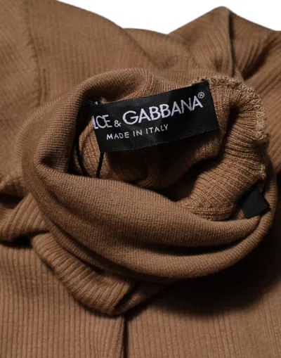 Pre-owned Dolce & Gabbana Brown Knit Long Sleeves Turtleneck Women's Sweater ()