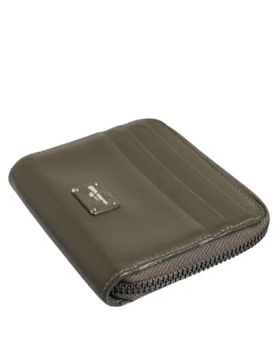 Pre-owned Dolce & Gabbana Brown Leather Logo Plaque Card Holder Coin Purse Men's Wallet ()