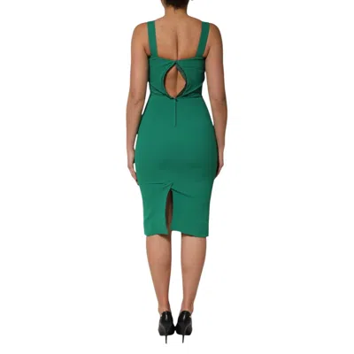 Dolce & Gabbana Dark Green Sleeveless Rayon Bodycon Dress In Green