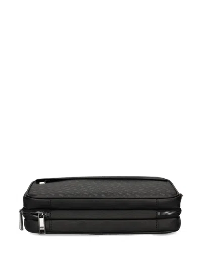 Hugo Boss Monogram Zip Wash Bag In Black