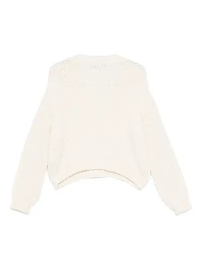 Roberto Collina V-neck "ml" Sweater In White