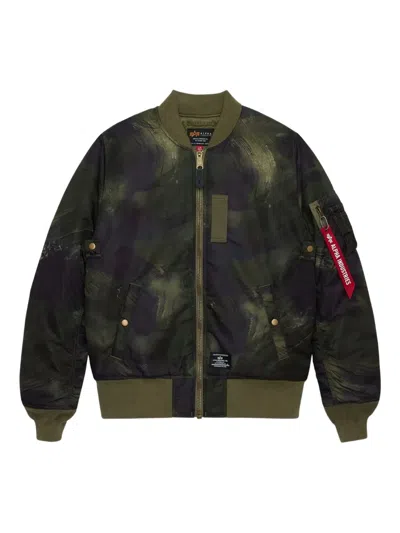 Alpha Industries Ma-1 Zip Camouflage Jacket In Green