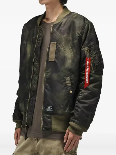 Alpha Industries Ma-1 Zip Camouflage Jacket In Green