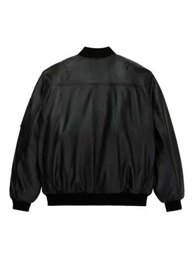 Alpha Industries Ma-1 Leather Jacket In Black