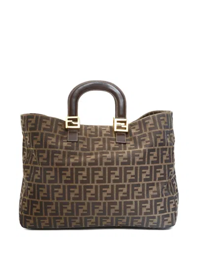 Pre-owned Fendi 1990-2000 Monogram-pattern Handbag In Brown