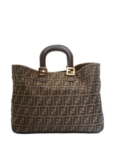 Pre-owned Fendi 1990-2000 Monogram-pattern Handbag In Brown