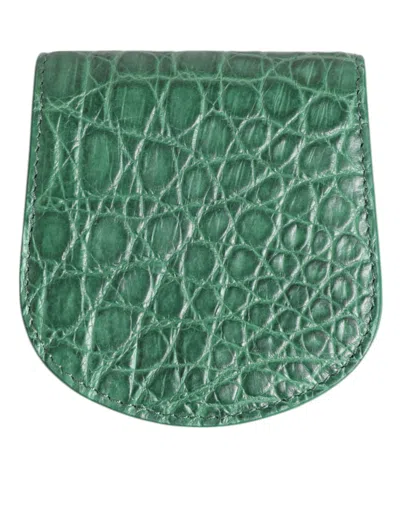 Dolce & Gabbana Exquisite Exotic Skin Coin Case Wallet In Green